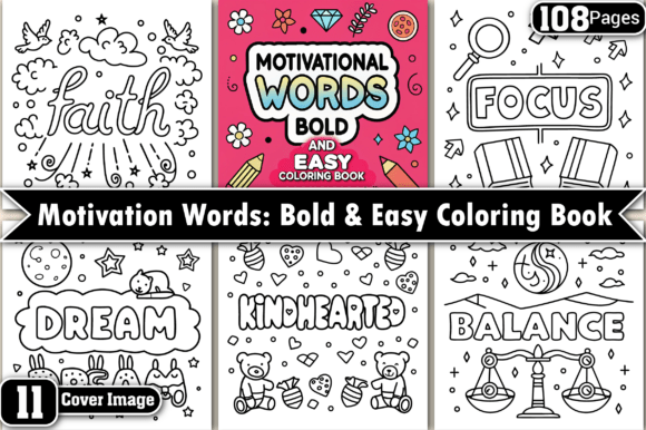 108 Motivational Word Coloring Pages