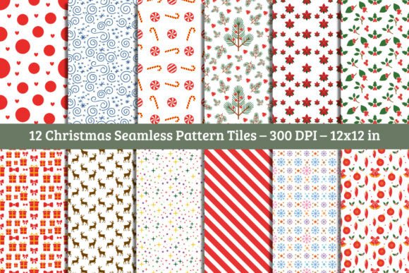 12 Christmas Seamless Pattern Papers JPG