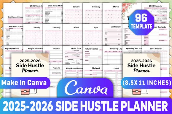 2025-2026 Side Hustle Planner Canva Kdp