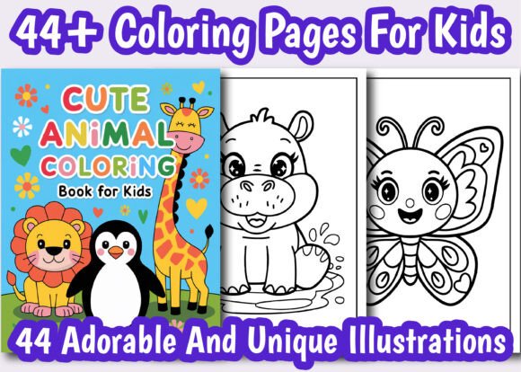 44 Cute Animals Coloring Pages for Kids: A Creative Resource for All Ages