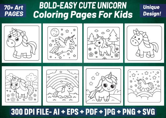 70 Bold Easy Cute Unicorn Coloring Pages: A Creative Resource for All Ages