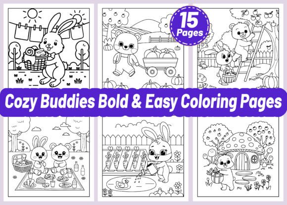 Cozy Buddies Bold and Easy Coloring Page: A Versatile Resource for Creative Projects