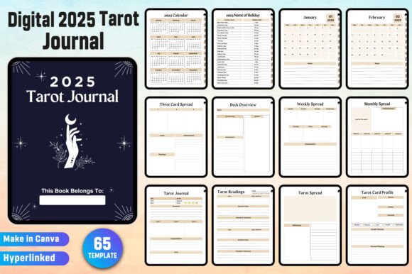 Digital 2025 Tarot Journal Canva Kdp