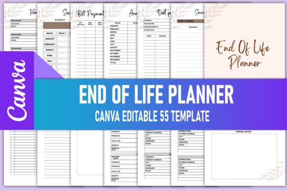 Editable End of Life Planner for Canva KDP