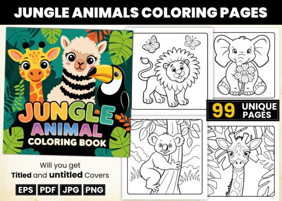 Jungle Animal Coloring Book for Kids