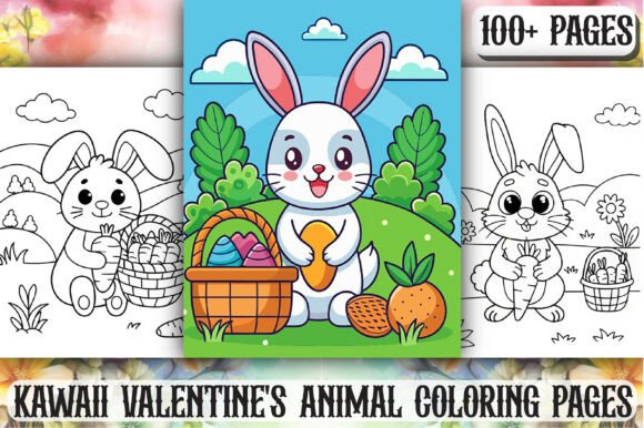 Kawaii Valentine Animal Coloring Pages
