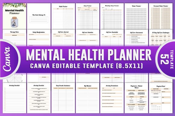 Mental Health Planner Canva Kdp