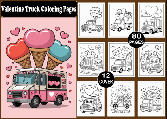 Valentine Truck Coloring Pages for Kids