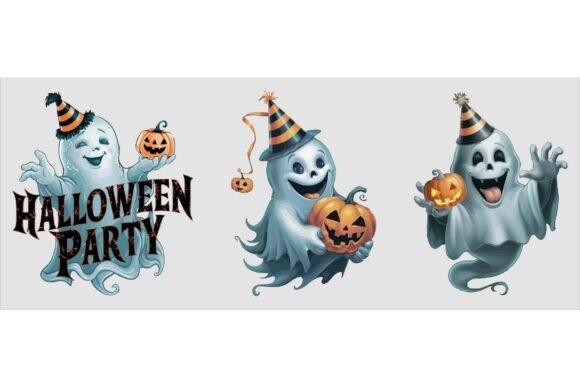 Vector of Three Halloween Party Ghost and Playful Kid-Friendly Halloween: A Creative Resource for Educators, Creators, and Entrepreneurs