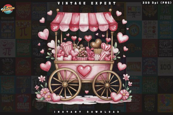 Watercolor Valentine Candy Stand Clipart